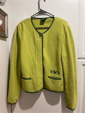 READ!! Vtg Geiger Austria Boiled Wool Jacket Womens 38 green Trachten Cardigan
